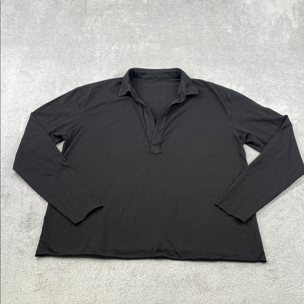 NEW Frank & Eileen M 100% Cotton Black Long Sleeve Patrick Popover Top USA FLAW